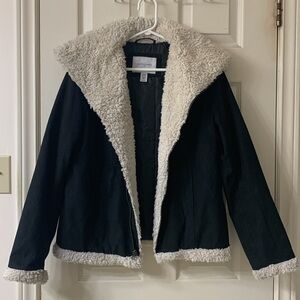 🌷3 for$25🌷Jaclyn Smith, US M, Black & White Fleece Trimmed Jacket